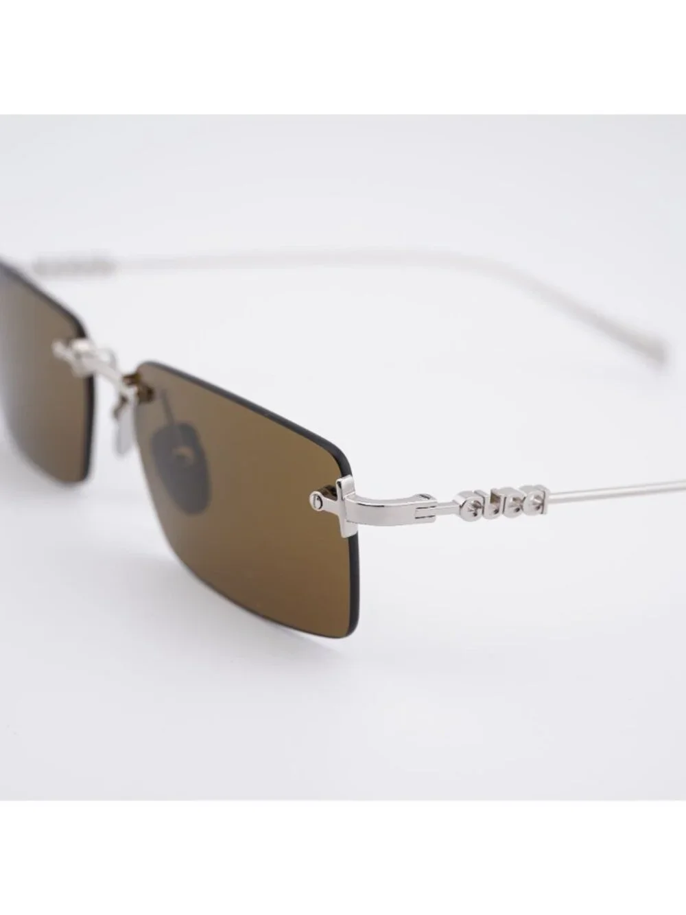 Gucci GG1941S 002 Sunglasses Silver Rectangle Frame, Green Lenses